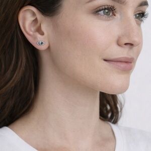 Elegant Silver Eye Stud Earrings